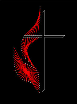 Free string art cross and flame pattern to download and print